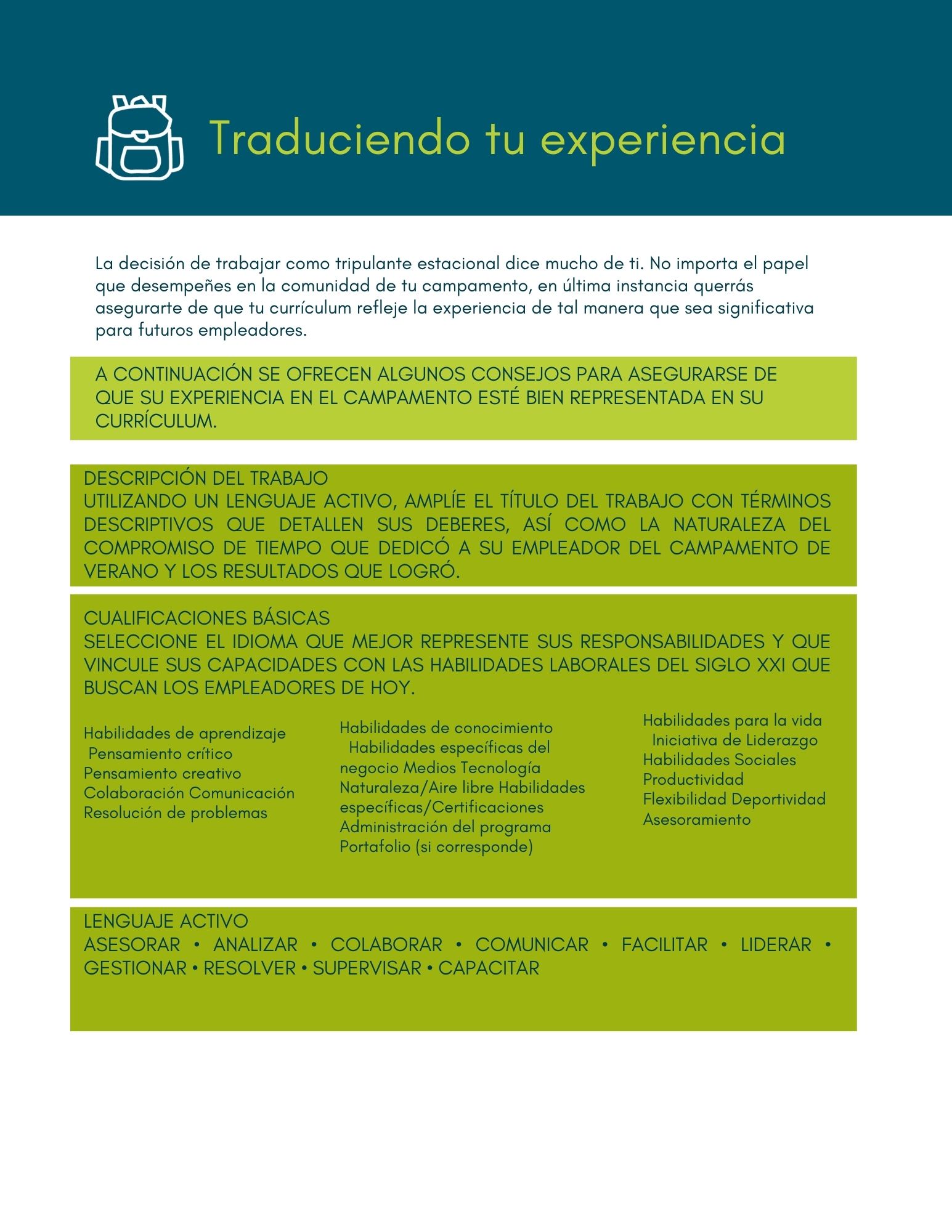 (Spanish) Translating Your Experience Template