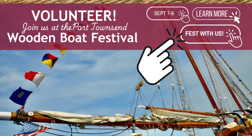 The 1913 National Historic Landmark schooner Adventuress flies her festival flags at the Port Townsend Wooden Boat Festival.
