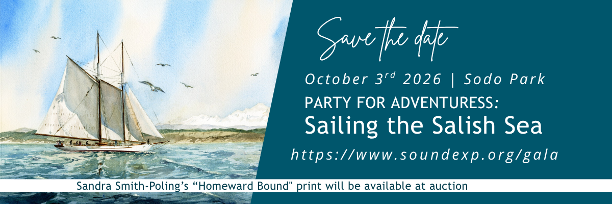 2026-Gala-Banner Two photos show guests at the fundraising gala of Sound Experience, a nonprofit that's focus is youth education on the water, specifically a 111-year-old National Historic Landmark sailing ship, the schooner Adventuress.